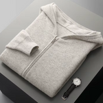 PURE EXTRA-FINE MERINO WOOL RIBBED ZIP HOODIE