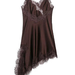 Margovil Spaghetti Strap Lace V Neck Irregular Hem Mini Dress