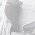 Short Sleeve V Neck Linen Rayon Blend Shirt