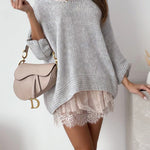 Margovil V Neck Drop Shoulder Slouchy Pullover Sweater