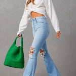 Margovil Distressed Bell Bottoms Ripped Trendy Jeans
