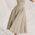 Margovil Spaghetti Strap Pocketed Corset Swing Midi Dress