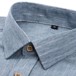 Long Sleeve Stripe Linen Look Button Up Shirt
