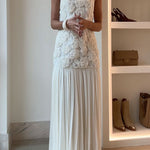 Margovil Spaghetti Strap Floral Applique Patchwork Maxi Dress