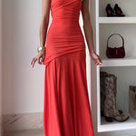 Off Shoulder Ruched Flare Maxi Dress(in 9 Colors!)