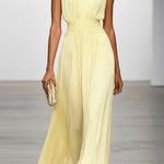 Margovil Crewneck Sleeveless Zipper Back Waisted Maxi Dress