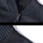 Striped Baseball Collar Teddy Lined Zip Up Sweater