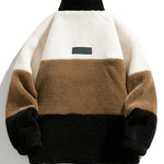 Color Block Zip Up Teddy Coat