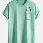 Regular Fit Pocket Bat Ghost Print Cotton T-Shirt