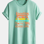 Regular Fit Good Life On Vacation Print Cotton T-Shirt