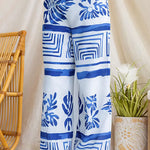 Elastic Waist Wide Leg Printed Pants