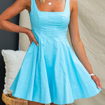 Square Collar Backless A-line Mini Dress