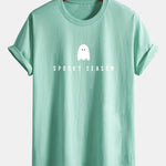 Regular Fit Spooky Season Ghost Print Cotton T-Shirt