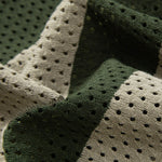 Striped Eyelet Knit Zip Up Polo Shirt