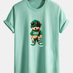 Regular Fit Trendy Bear Print Cotton T-Shirt