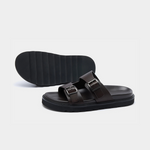 DOUBLE BUCKLE RESORT SANDAL - Dark Brown