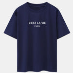 Paris Letter Print Dropped Shoulders Oversize T-Shirt