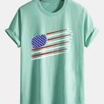 Regular Fit Fighter Jets American Flag Print Cotton T-Shirt