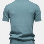Pineapple Texture Knit V Neck Polo & Cotton Chino Shorts