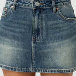 Margovil One Button Pocketed Denim Mini Skirt