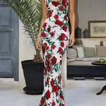 Margovil Spaghetti Strap Open Back Floral Print Maxi Dress