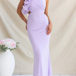 One Shoulder Frill Trim Cut Out Meriden Maxi Dress
