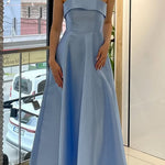 Margovil Spaghetti Strap Waisted A-line Satin Maxi Dress