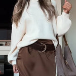 Margovil Drop Shoulder Lantern Long Sleeves Comfy Pullover Sweater