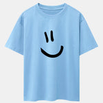 Smiley Face Print Drop Shoulder Oversize T-Shirt