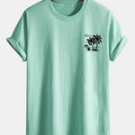 Regular Fit Palm Tree Print Cotton T-Shirt