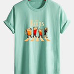 Regular Fit Beer Print Cotton T-Shirt