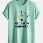 Regular Fit I Need Beer Print Cotton T-Shirt