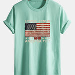 Regular Fit Jesus American Flag Slogan Print Cotton T-Shirt