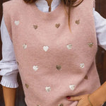 Versatile Sleeveless Round Neck Love Vest Sweater