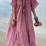 MIRA v-neck paneled maxi dress