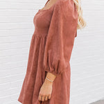 Washed Square Neck High Waist Flared Short Dress
