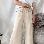 Cotton Linen Loose Fashion Casual Straight Leg Pants Women's Clothes