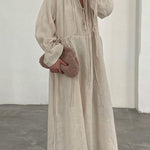 Casual Lace-Up Loose Cotton Linen Dress