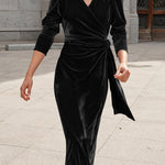 New autumn and winter velvet chiffon strappy dress