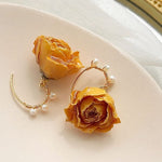Orange Rose Earrings - Hannah