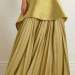 A-Line Loose Pleated Solid Color Split-Joint Tiered Round-Neck Evening Dresses Maxi Dresses