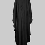 Cape High-Low Pleated Solid Color Split-Joint Round-Neck Evening Dresses Maxi Dresses