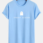 Regular Fit Spooky Season Ghost Print Cotton T-Shirt