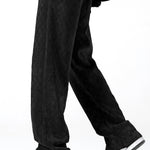Checkerboard Textured Straight Leg Pants