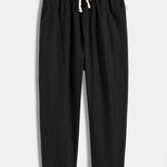 Short Sleeve Geometry Textured Cuban Shirt & Linen Cotton Blend Cropped Pants