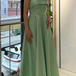 Margovil Spaghetti Strap Waisted A-line Satin Maxi Dress