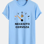 Regular Fit I Need Beer Print Cotton T-Shirt