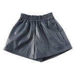 Margovil Elastic Waist Pocketed Faux Leather Shorts
