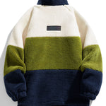 Color Block Zip Up Teddy Coat