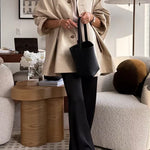 Margovil Lapel Single Breasted Pocketed Oversized Coat